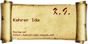 Kehrer Ida névjegykártya